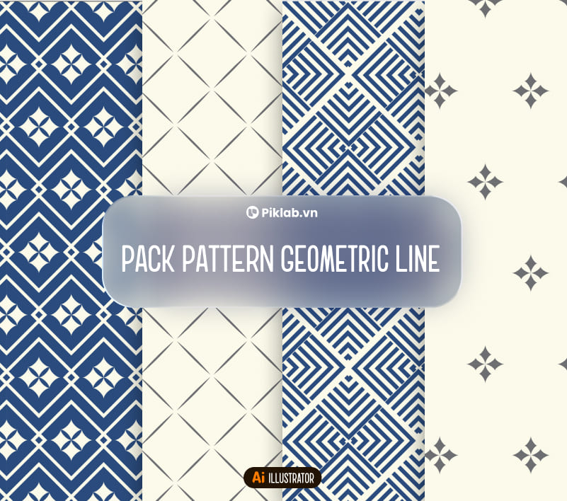 Pack Patterns Geometric Line, Bộ Pattern Hình Học Đẹp Cho Thiết Kế, Họa Tiết Kim Cương, Hình Thoi, Sọc Vuông, Hoa 4 Cánh